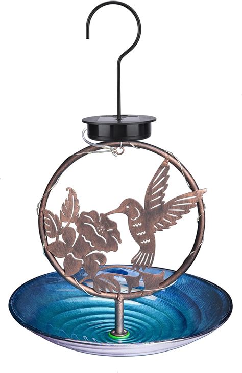 Mumtop Hanging Bird Bath Bird Baths For Outdoors 11 Inch Glass Solar Bird Bath