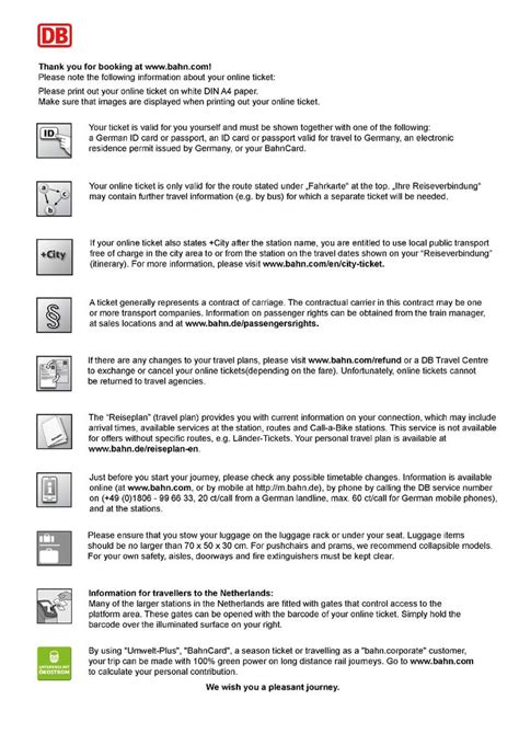 German Train Ticket Translation Rail Europe Help Train Tickets