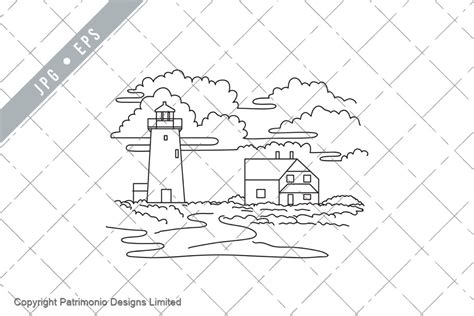 Race Point Lighthouse Cape Cod Line Art Graphic By Patrimonio