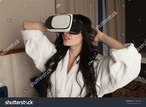 Sexy Brunette Woman White Bathrobe Glasses Stock Photo 471094280 Shutterstock