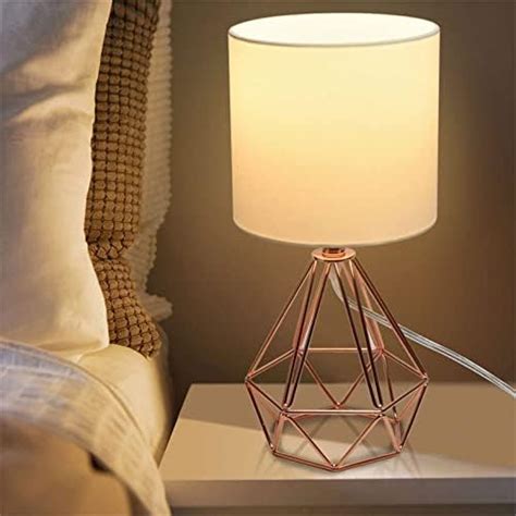 DLLT Table Lamps Modern Bedside Lamp With Fabric Shade And Hollowed