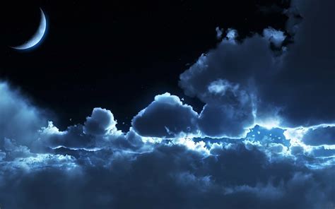 Gray And Blue Cloud With Half Moon HD Wallpaper Wallpaper Flare