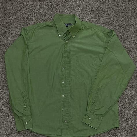 Tommy Hilfiger Men S Green Shirt Depop