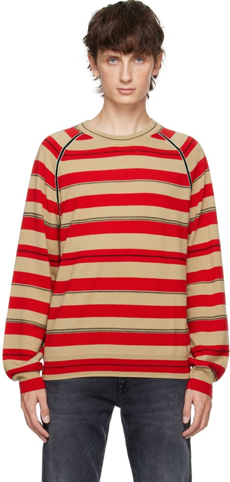 Ps By Paul Smith Red Beige Striped Sweater Ssense Uk