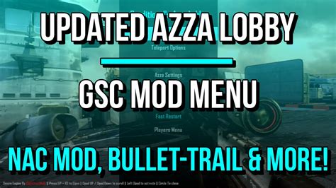 Ps3bo2119 Updated Azza Lobby Gsc Mod Menu W Bullet Trail Nac Mod