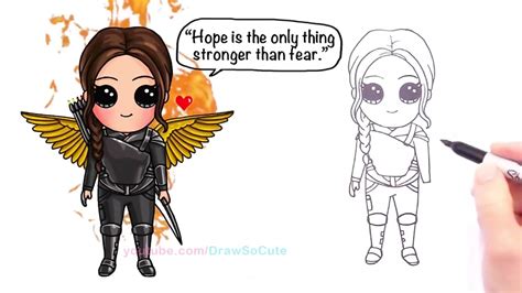 How To Draw Chibi Katniss Everdeen Hunger Games Step By Step Mockingjay