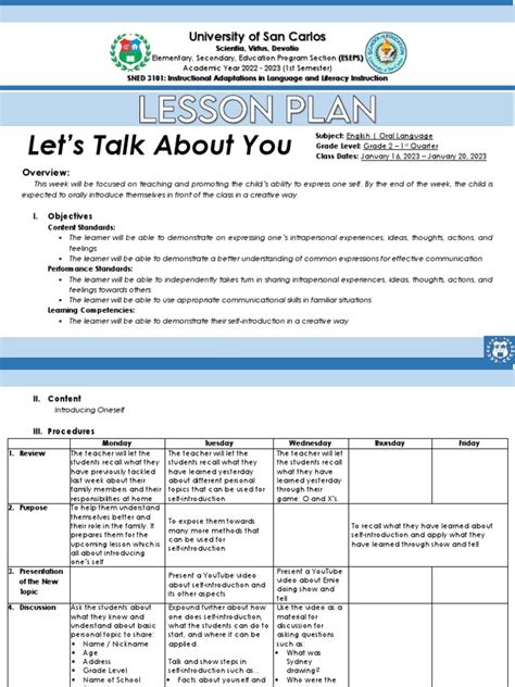 Sned 3101 Bendebel Final Lesson Plan Download Free Pdf Learning