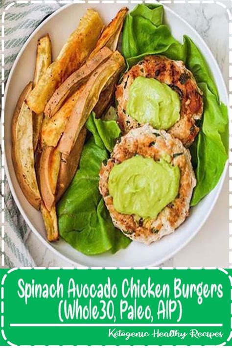 Spinach Avocado Chicken Burgers Whole30 Paleo AIP Recipes Prudhomme