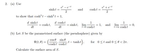 solved    sinht cosh    show  cosh cheggcom
