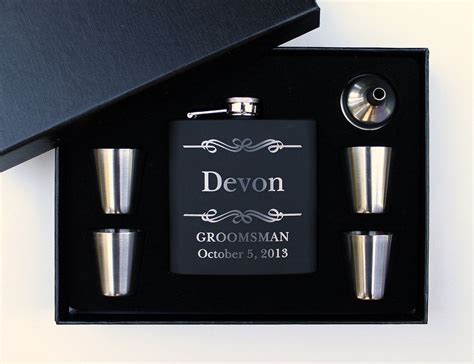 6 Personalized Groomsmen Gift Engraved Flask Set By EngravingPro 132