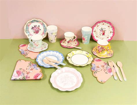 Tea Party Tableware Decorations Paper Plates Cups Saucers Etsy