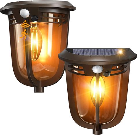 Quntis Pack Solar Wall Sconce Lanterns Outdoor Motion Sensor Powered