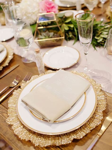 Textured Gold Chargers Wedding Place Settings