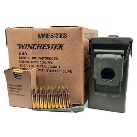 5 56 NATO Winchester 62 Gr Green Tip Can On Stripper Clips 840