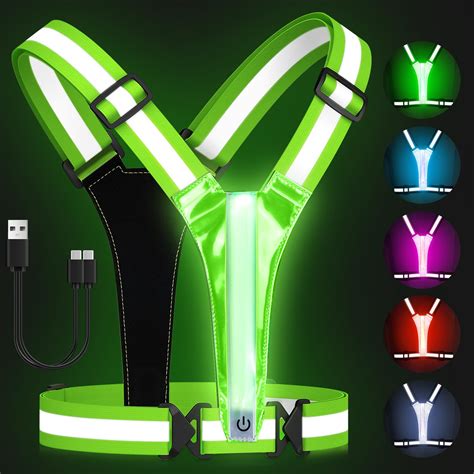 Zacro Led Reflective Vest Running Gear 5 Lights Colors High Visibility Reflective Running Gear