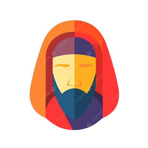 Santo Yesus Penyelamat Kepala Sederhana Dengan Ilustrasi Datar Janggut
