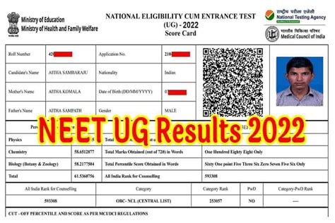 Neet Ug Results 2022 Direct Download Link Score Card