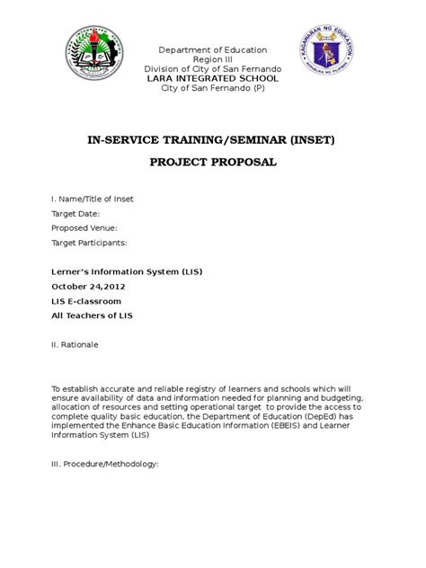 Project Proposal Inset Lis2 Teaching And Learning Further Education