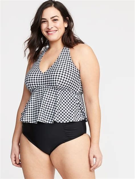 Old Navy Womens Peplum Hem Plus Size Halter Tankini Swim Top Gingham