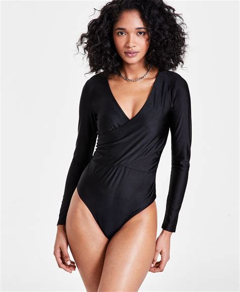 Bar Iii Womens Crossover Bodysuit Created For Macys Macys