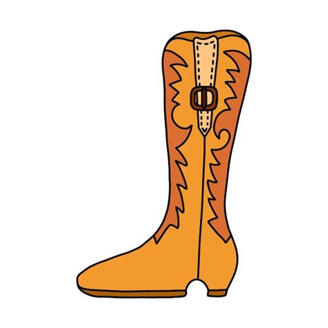 Premium Vector Retro Doodle With Hand Drawn Outline Of Cowboy Boots