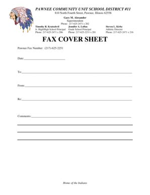 Fillable Online BFAX COVERb SHEET Pawnee Schools Fax Email Print