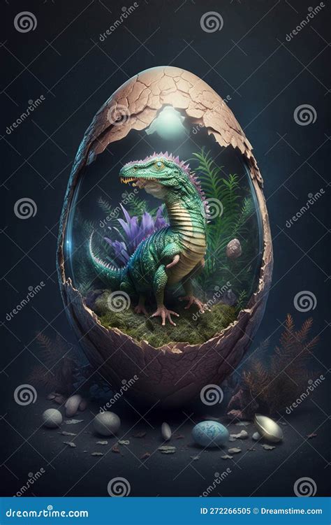 Baby Dinosaur Nesting Out Of An Egg Dinosaur Coming Out Of An Egg