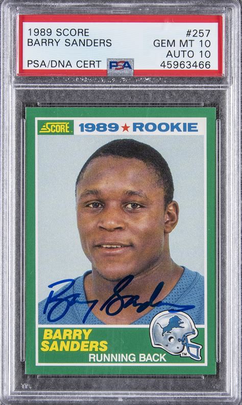 Lot Detail 1989 Score 257 Barry Sanders Signed Rookie Card PSA GEM