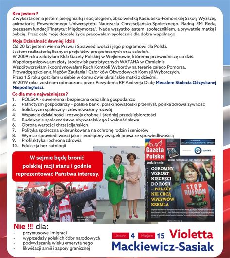 Kluby Gazety Polskiej WYBORY 2023 VIOLETTA MACKIEWICZ SASIAK