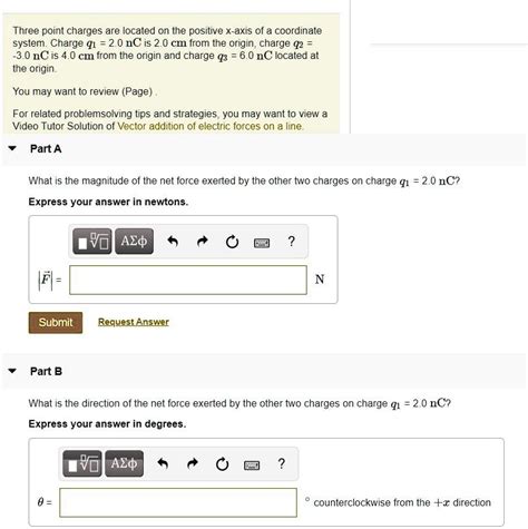 Three Point Charges Are Located On The Positive X Axis Of A Coordinate System Charge Q1 20 Nc Is