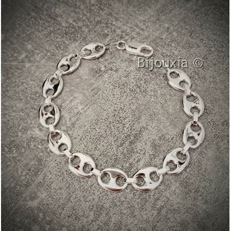 Bracelet Grain De Café Large 21CM Argent Massif 925 1000 Bijoux Homme