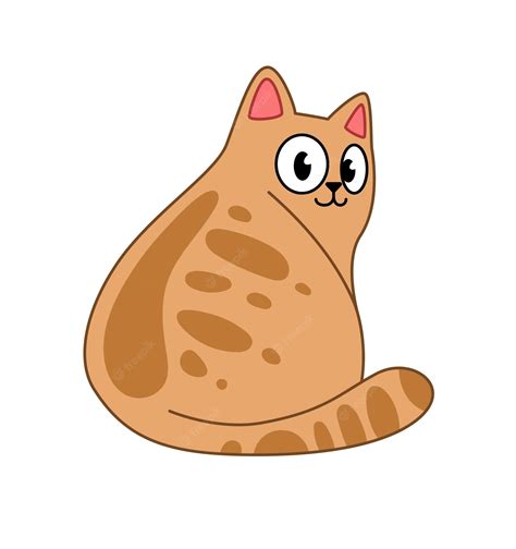 Premium Vector Cute Fluffy Cat Sitting Happy Pet Vector
