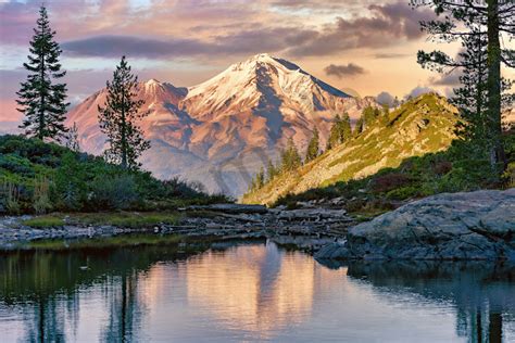 Print Art Heart Lake Mount Shasta California Grand View