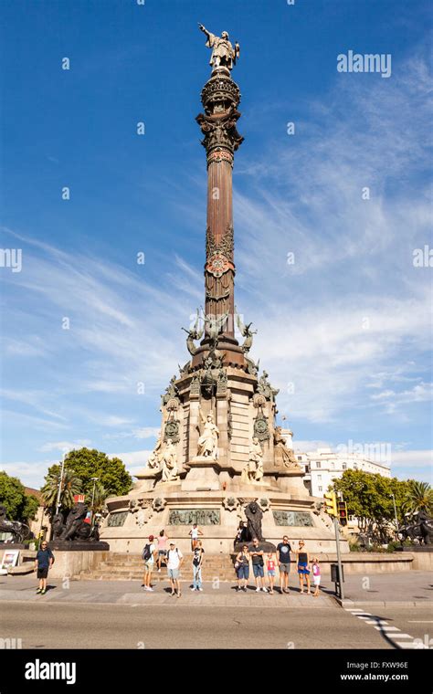 Monumento a Cristóbal Colón La Rambla Barcelona España Fotografía de