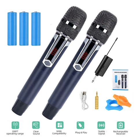 jual microphone wireless dual handheld mic  receiver chargeable mic