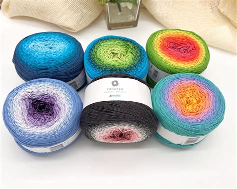 Hobbii Twister Yarn Choice of 9 Colors, Long Gradient Cake Yarn Cotton Acrylic Blend Sport ...