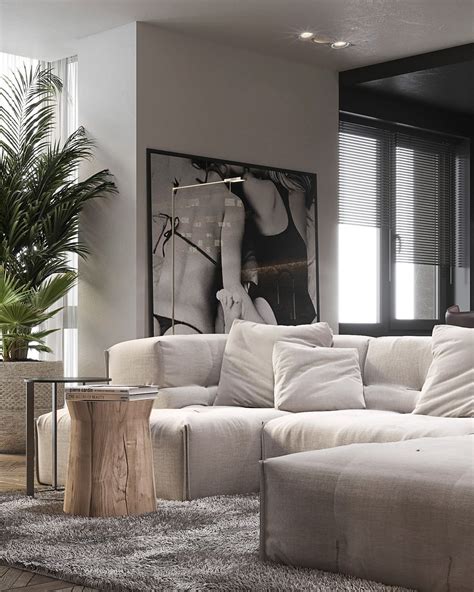 Modern Monochrome Apartment On Behance Living Room Inspiration