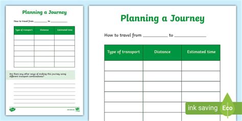 Planning A Journey Activity Sheet Lehrer Gemacht Twinkl