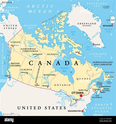 Canada, administrative divisions, political map. The ten provinces and ...