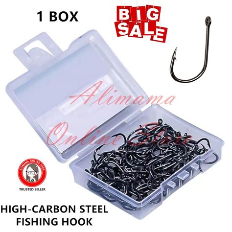 Box Fishing Hook Set Strong Carbon Steel Saltwater Freshwater Sharp