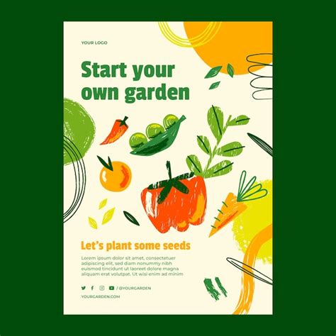 Free Vector Had Drawn Texture Design Gardening Poster