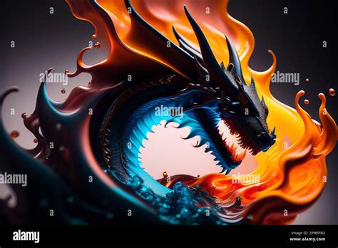 Illustration Of A Black Winged Dragon Spewing Flames Stock Photo Alamy