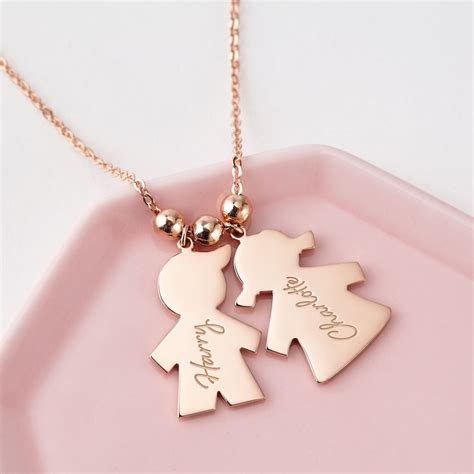 Mothers Necklace Kids Names Necklace Children Charm Etsy