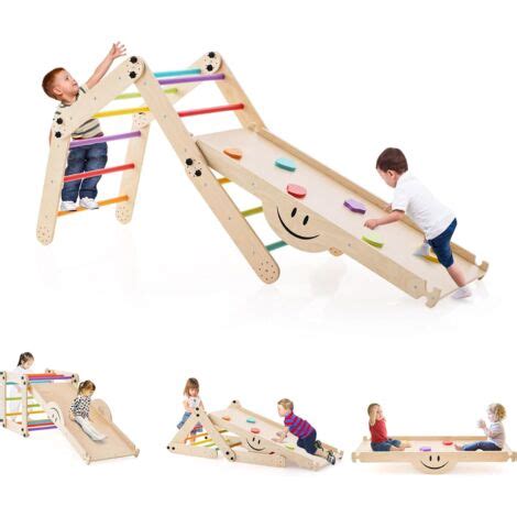 Costway En Chelle D Escalade Montessori Enfants Avec Rampe Double