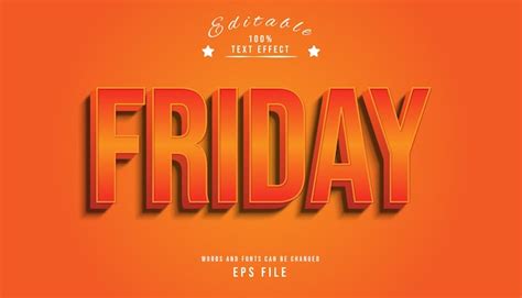 Premium Vector Friday Text Effect Editable