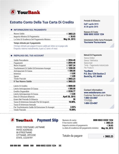 Estratto conto bancario intestato a nome tuo, con l'indirizzo di ...