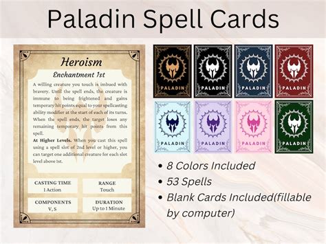 PALADIN BUNDLE Dnd Paladin Pack Paladin Spell Cards Paladin Sacred ...