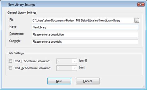 New Library Settings Labcognition Online Help