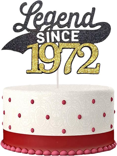 Buy Legend Since 1972 Cake Topper Gold Black Glitter Happy 50th