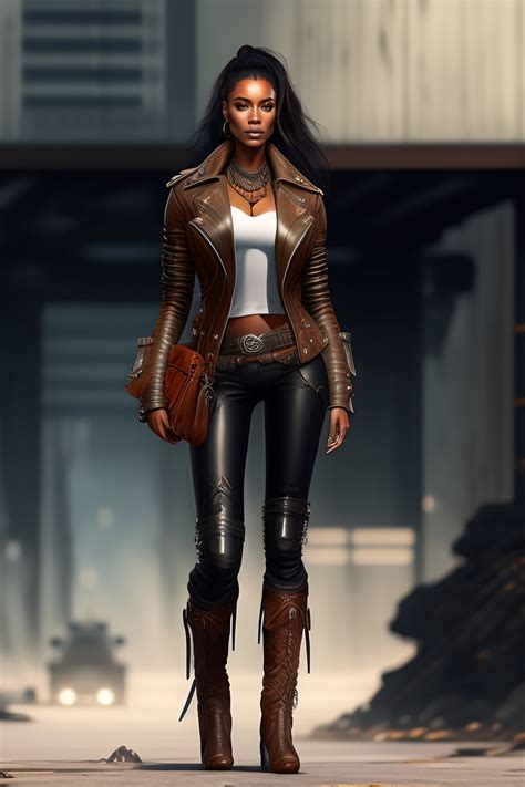 Lexica Concept Art Of A Post Apocalypse Woman Leather Jacket Pant